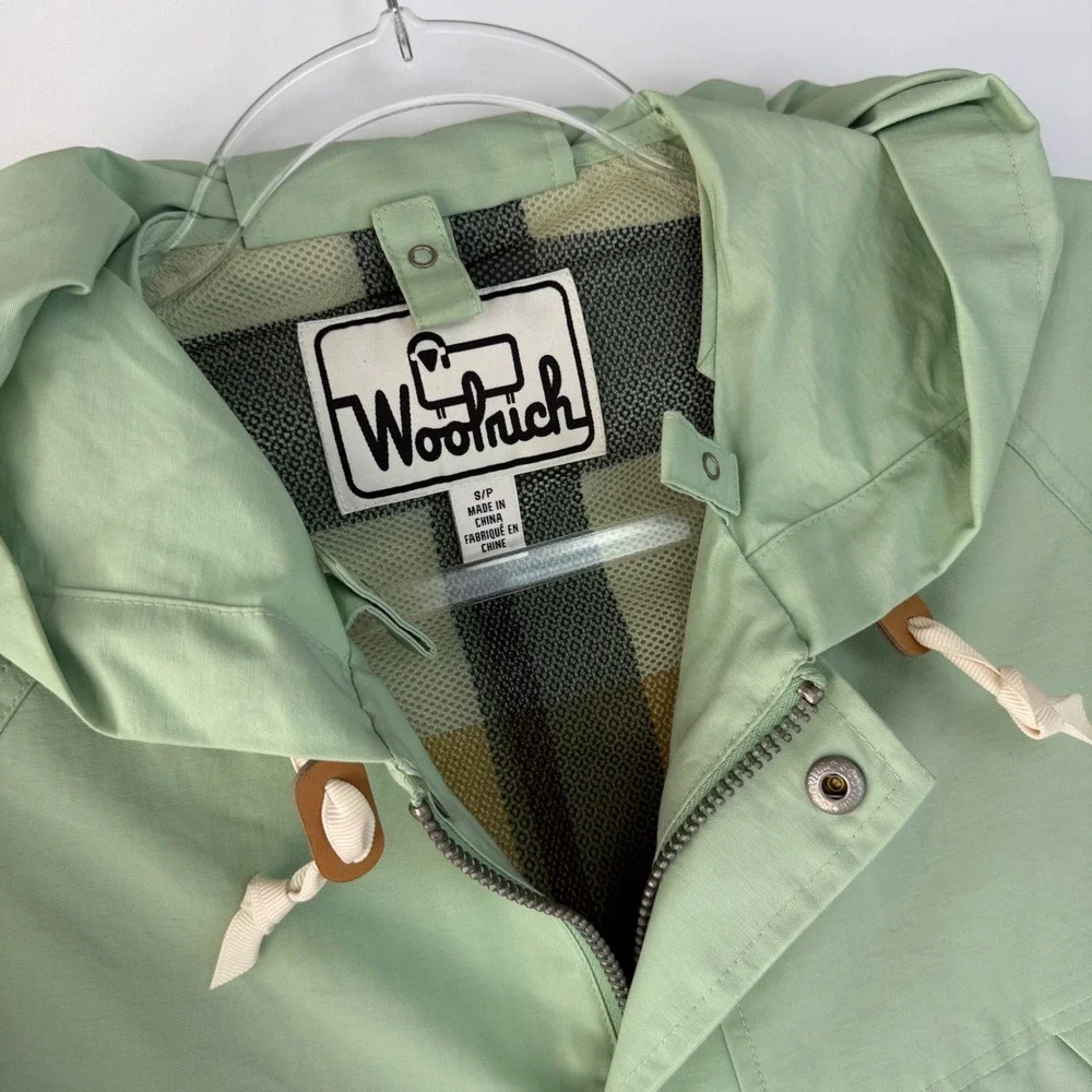 Vintage Woolrich Waxed Heritage Rain Jacket Mens S Sprout Green Utility Hooded